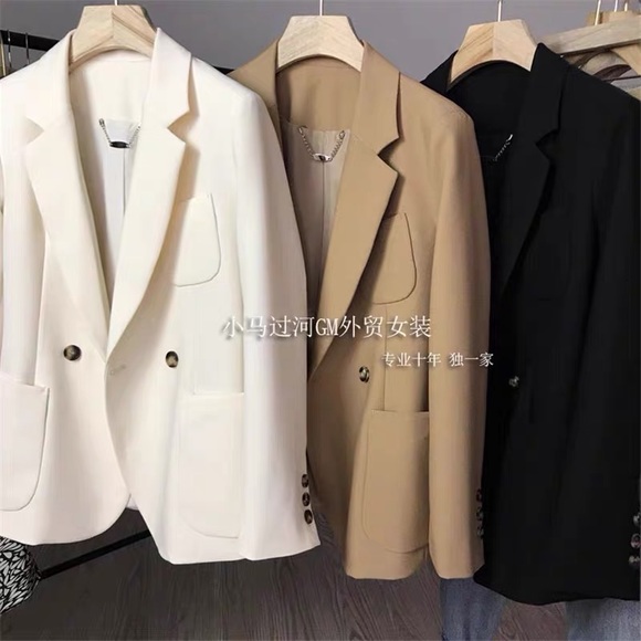 Double-breasted white blazer lined - Picture 2 of 4